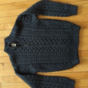 Vintage L.L. Bean Gray Wool Cable Knit Cardigan